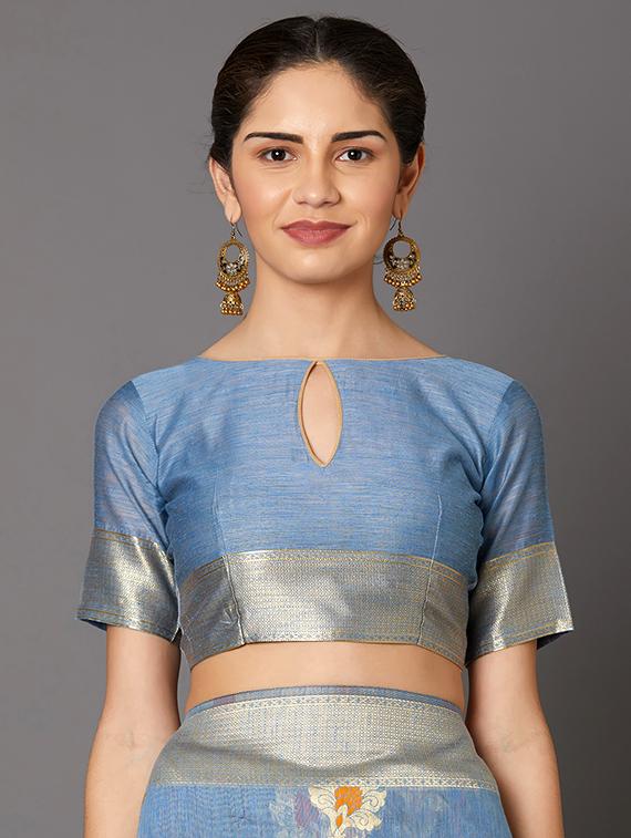 self design banarasi saree with blouse - 16954600 - Zoom Image - 3