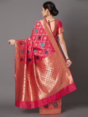 self design banarasi saree with blouse - 16954603 - Standard Image - 2