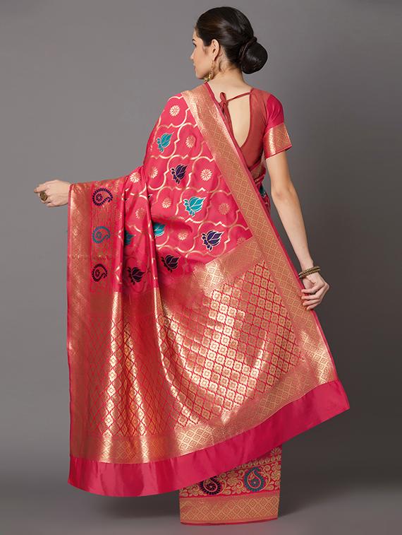 self design banarasi saree with blouse - 16954603 - Zoom Image - 2