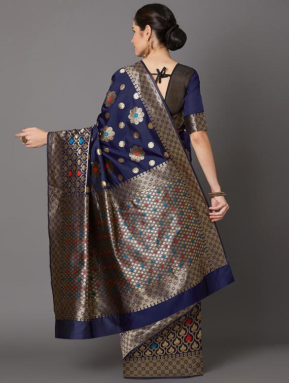 self design banarasi saree with blouse - 16954605 - Zoom Image - 2