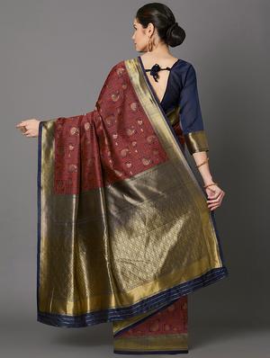 self design banarasi saree with blouse - 16954606 - Standard Image - 2