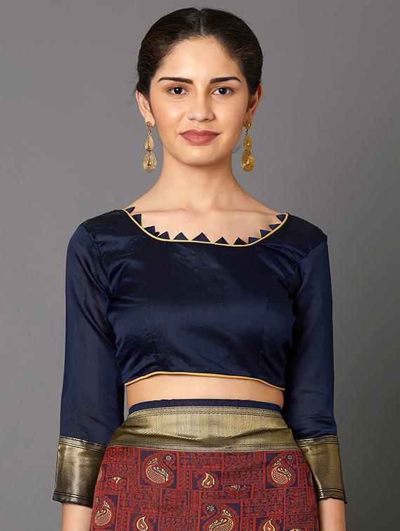 self design banarasi saree with blouse - 16954606 - Zoom Image - 3