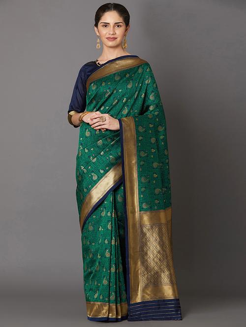 self design banarasi saree with blouse - 16954608 - Standard Image - 1
