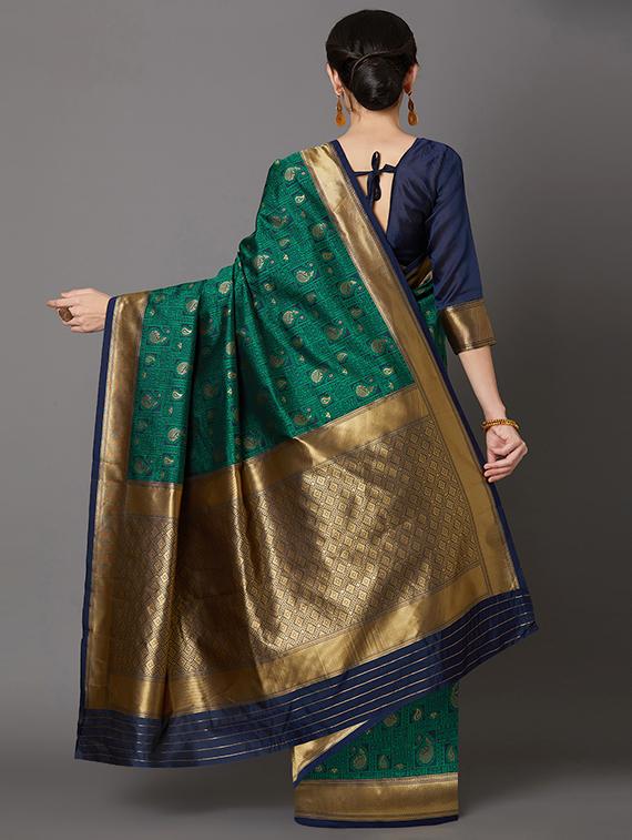 self design banarasi saree with blouse - 16954608 - Zoom Image - 2