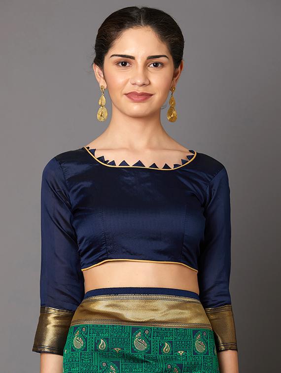 self design banarasi saree with blouse - 16954608 - Zoom Image - 3