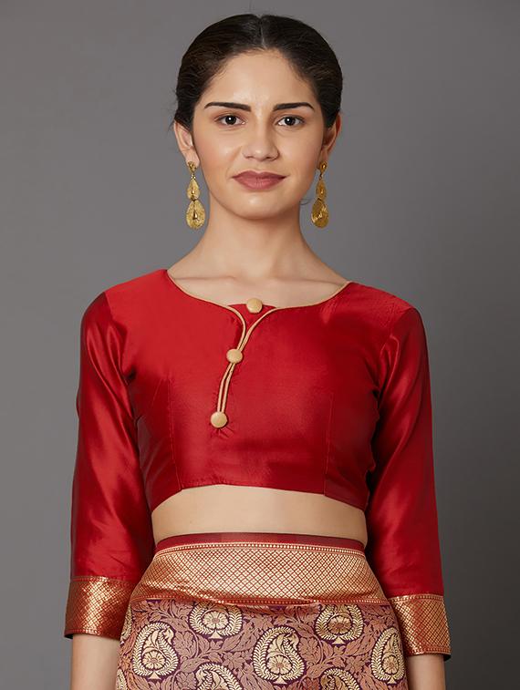 self design banarasi saree with blouse - 16954610 - Zoom Image - 3