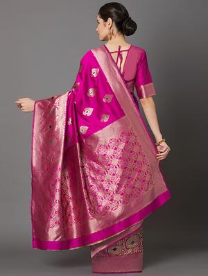 self design banarasi saree with blouse - 16954611 - Standard Image - 2