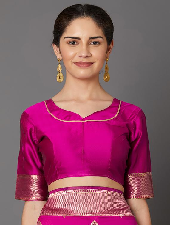 self design banarasi saree with blouse - 16954611 - Zoom Image - 3