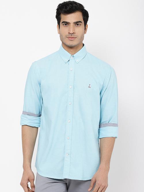 light blue solid casual shirt - 16954695 - Standard Image - 1