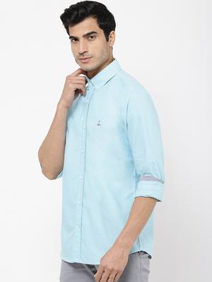 light blue solid casual shirt - 16954695 - Standard Image - 2
