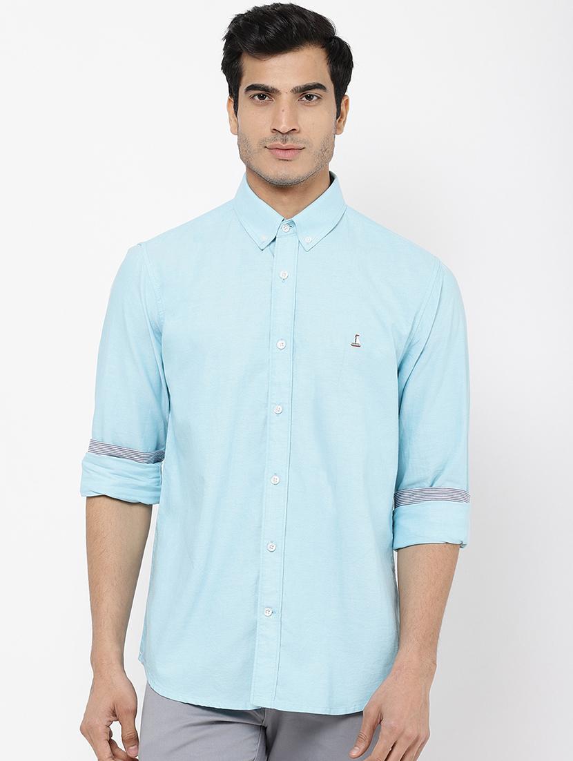 light blue solid casual shirt - 16954695 - Zoom Image - 1