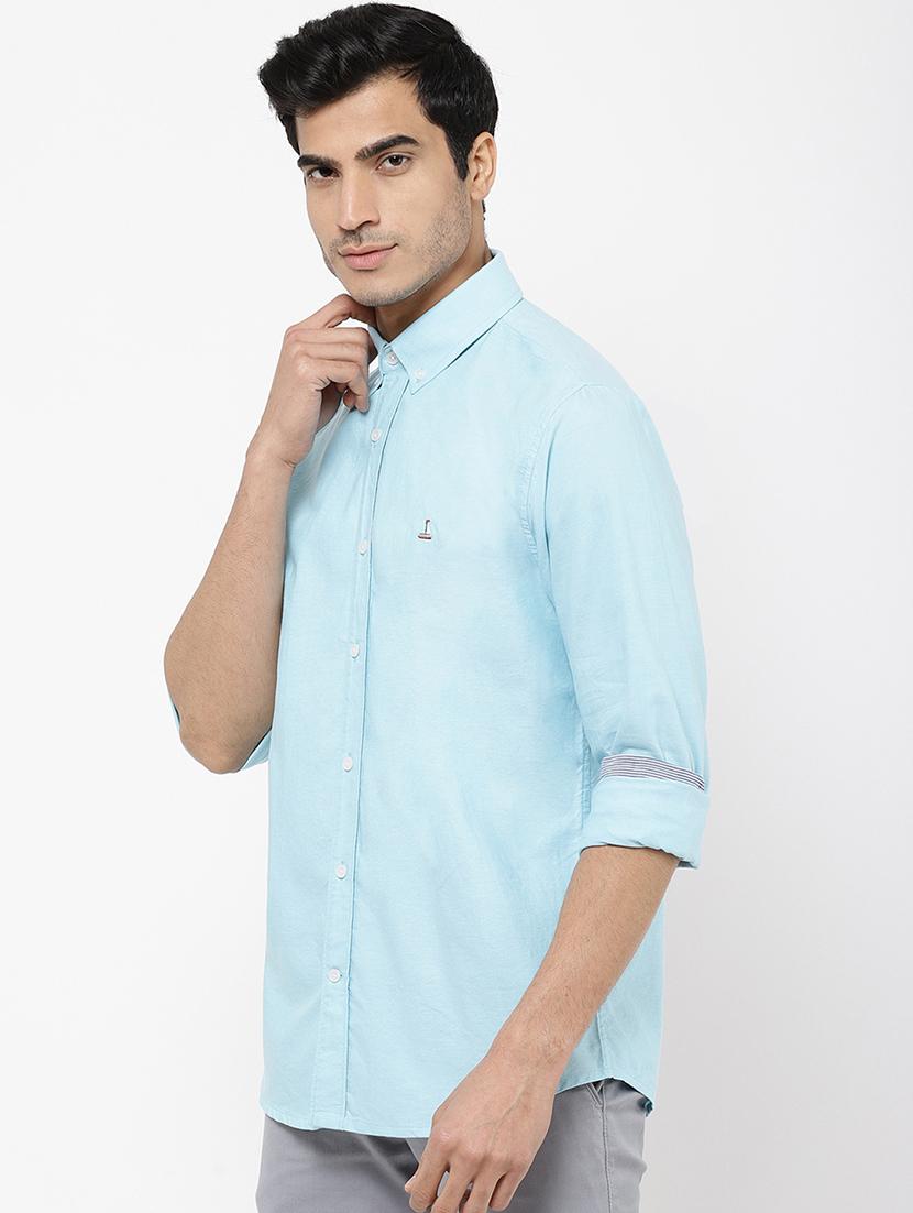 light blue solid casual shirt - 16954695 - Zoom Image - 2