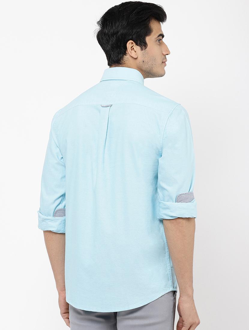 light blue solid casual shirt - 16954695 - Zoom Image - 3