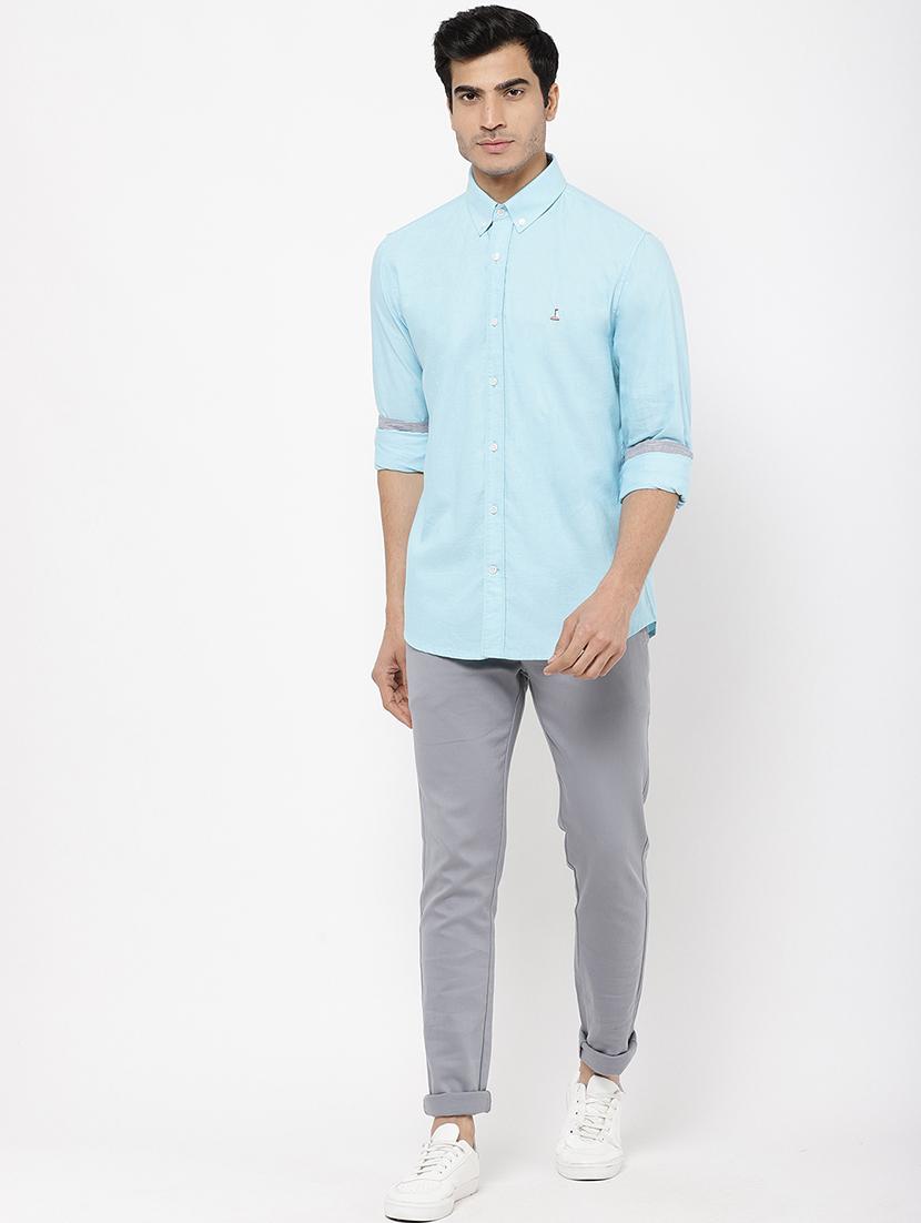 light blue solid casual shirt - 16954695 - Zoom Image - 4