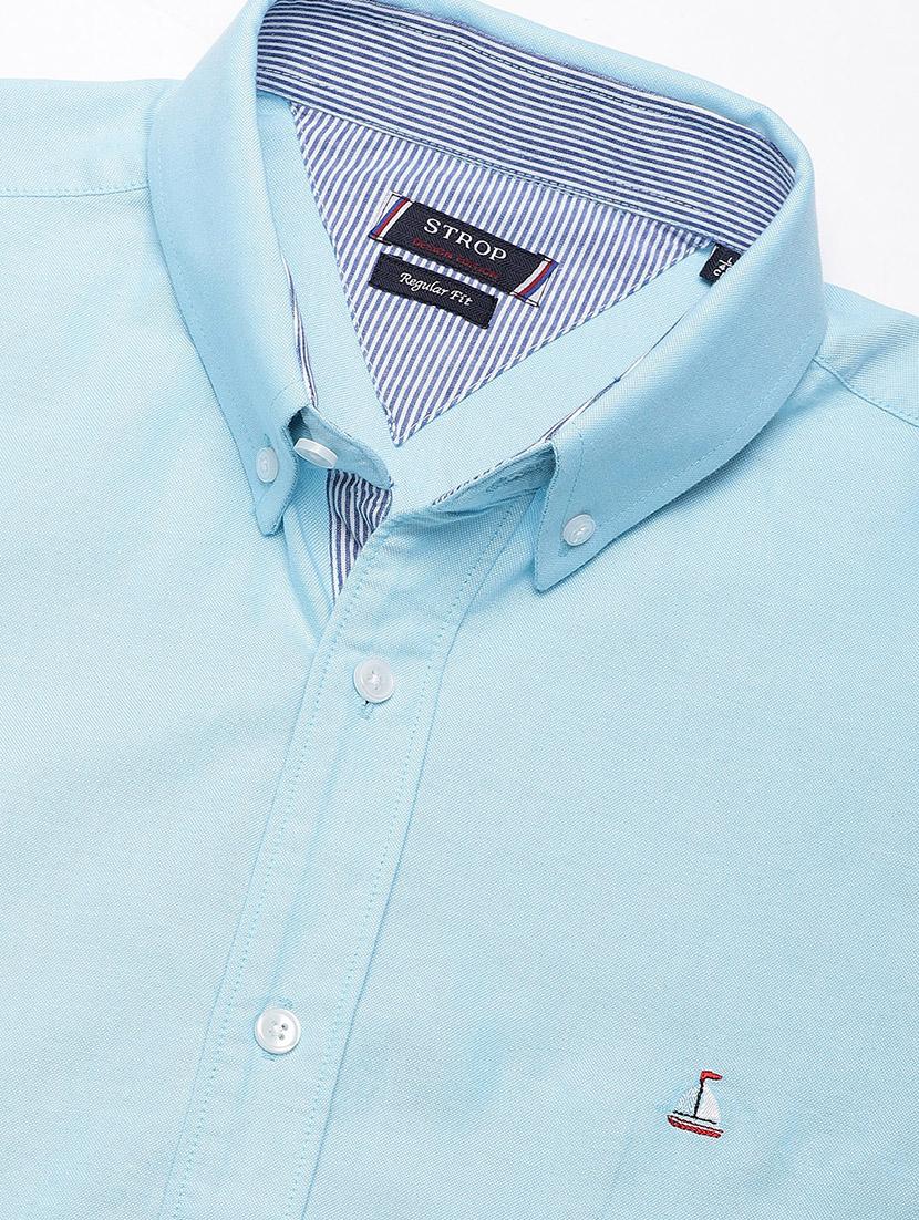 light blue solid casual shirt - 16954695 - Zoom Image - 5