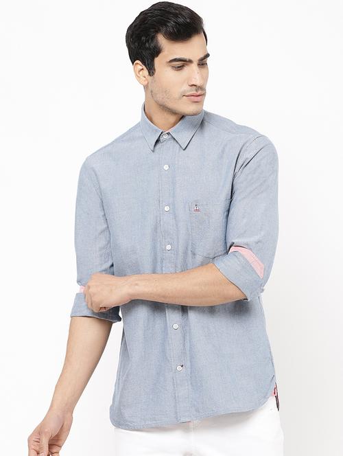 grey solid casual shirt - 16954696 - Standard Image - 1