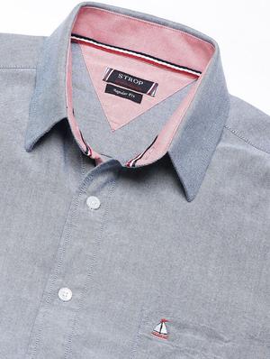 grey solid casual shirt - 16954696 - Standard Image - 5
