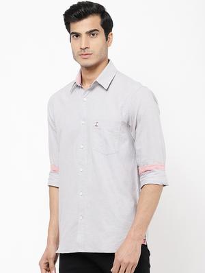 grey solid casual shirt - 16954697 - Standard Image - 2