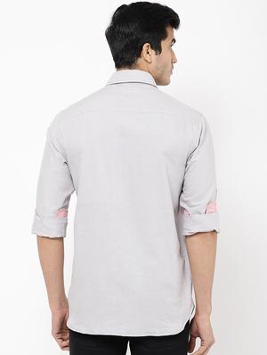grey solid casual shirt - 16954697 - Standard Image - 3