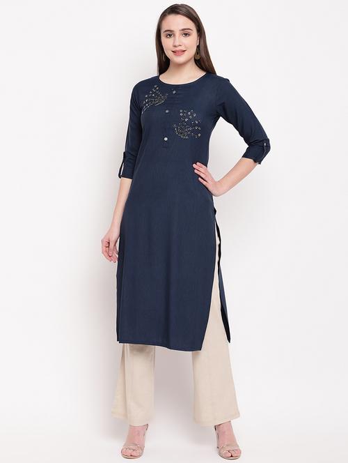 embellished straight kurta - 16954710 - Standard Image - 1