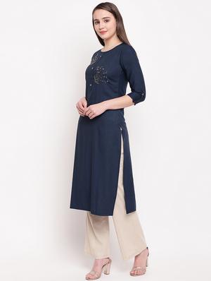 embellished straight kurta - 16954710 - Standard Image - 2