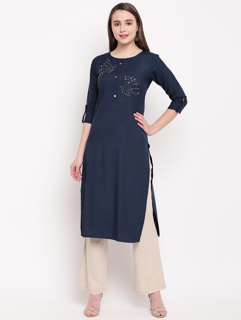 embellished straight kurta - 16954710 - Zoom Image - 1