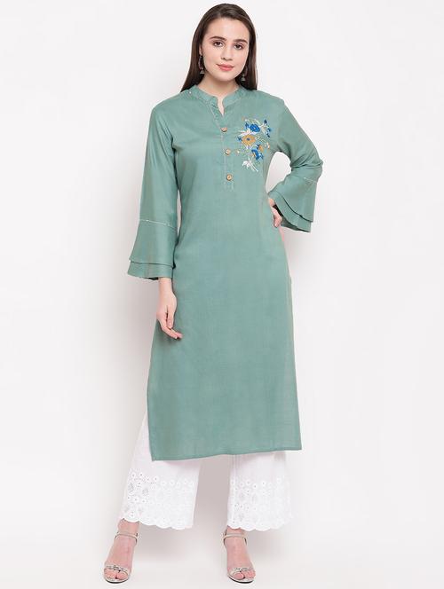 embroidered straight kurta - 16954712 - Standard Image - 1
