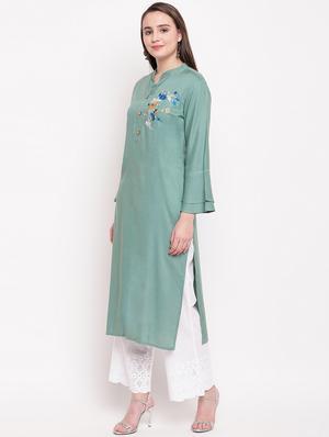embroidered straight kurta - 16954712 - Standard Image - 2