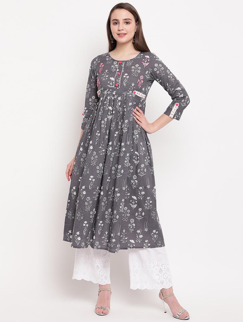 floral a-line kurta - 16954717 - Zoom Image - 1