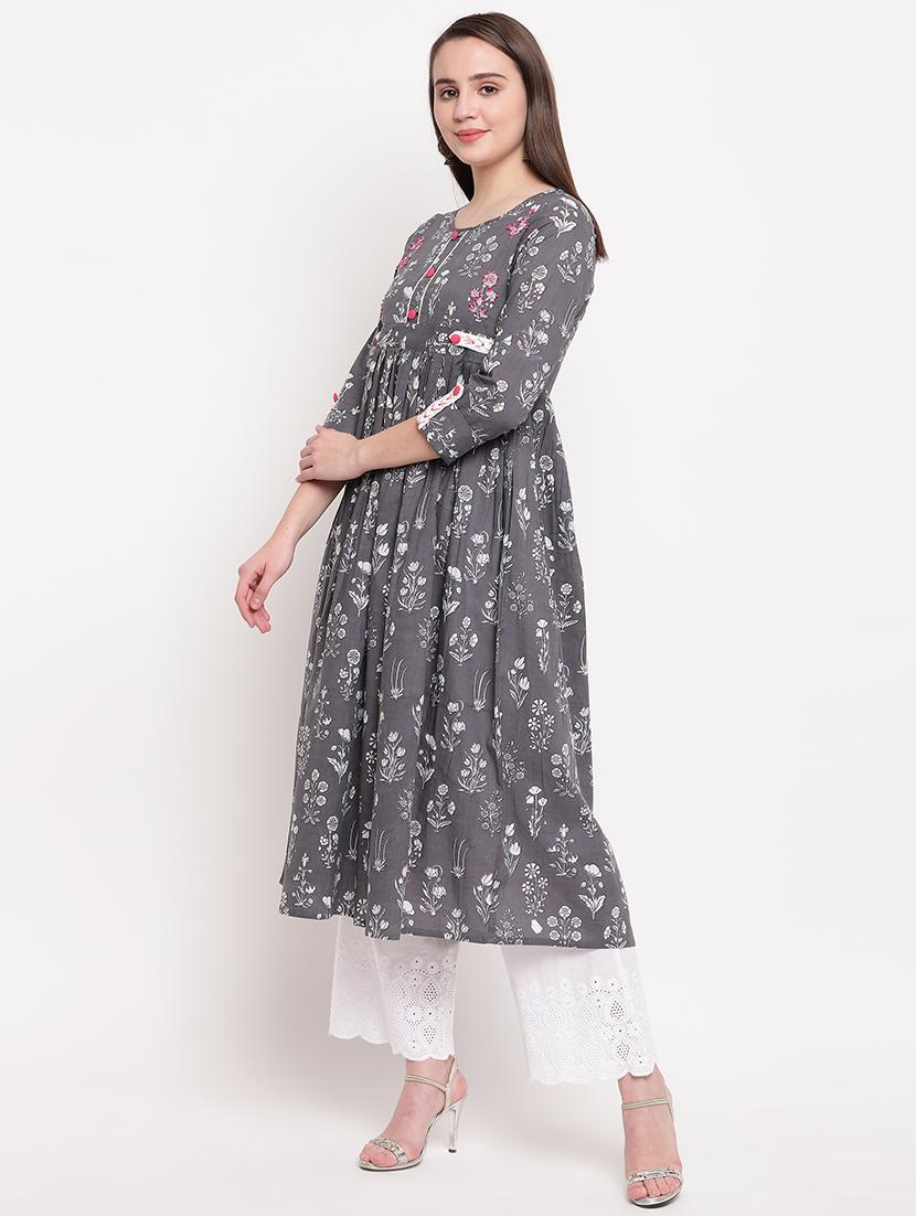floral a-line kurta - 16954717 - Zoom Image - 2