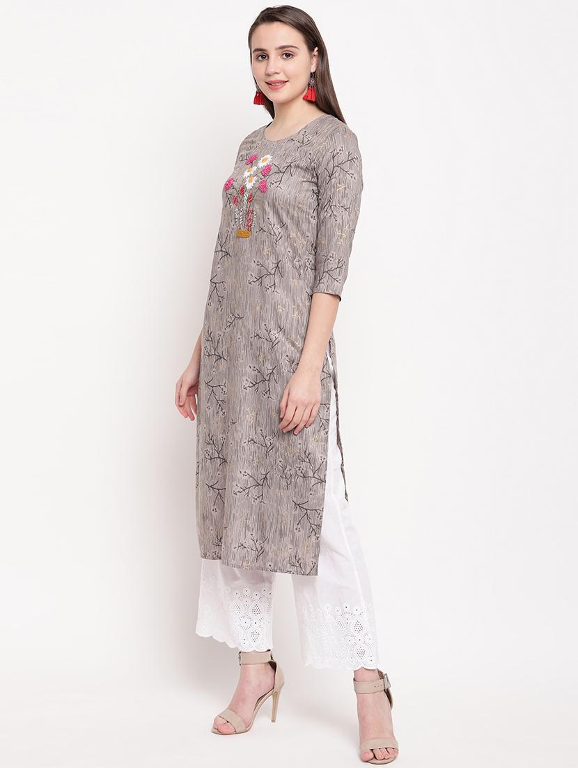 embroidered straight kurta - 16954722 - Zoom Image - 2