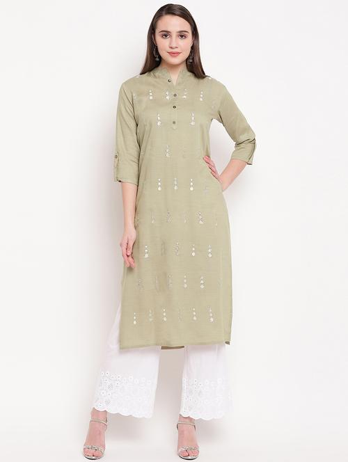 embroidered straight kurta - 16954725 - Standard Image - 1