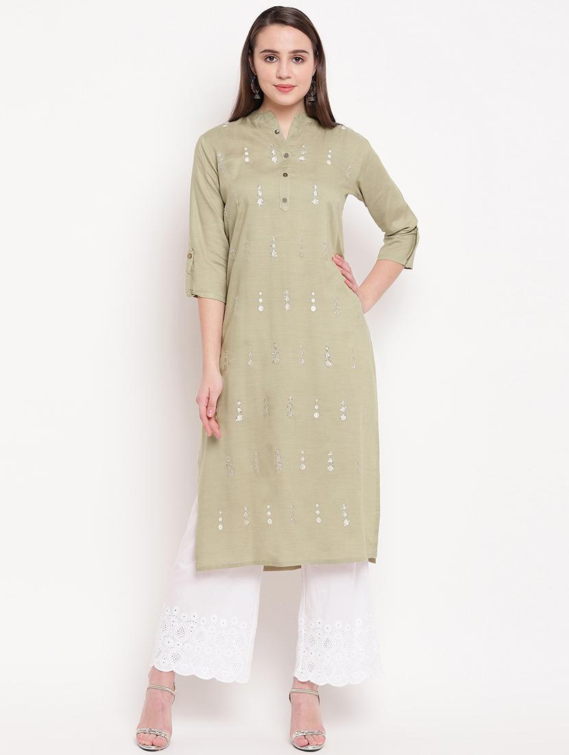 embroidered straight kurta - 16954725 - Zoom Image - 1