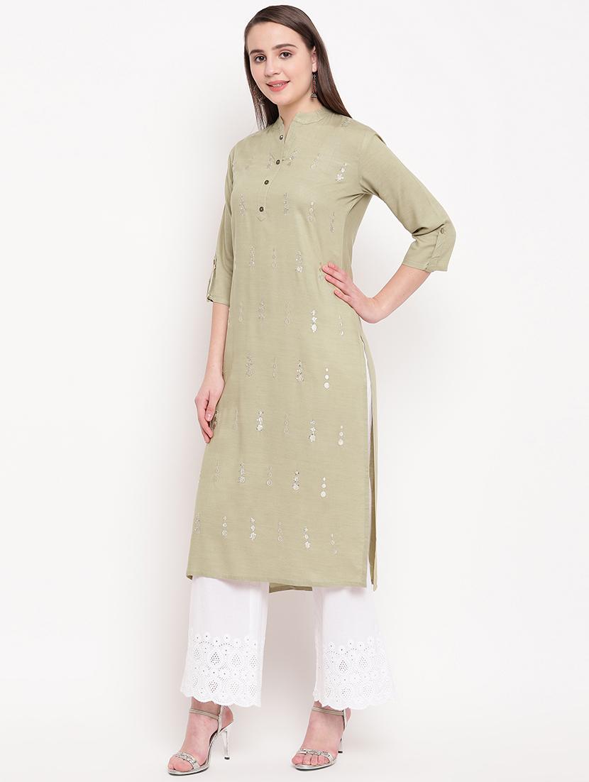 embroidered straight kurta - 16954725 - Zoom Image - 2