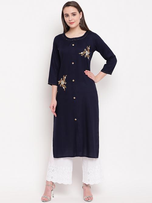 embroidered straight kurta - 16954728 - Standard Image - 1