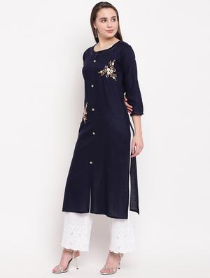 embroidered straight kurta - 16954728 - Standard Image - 2