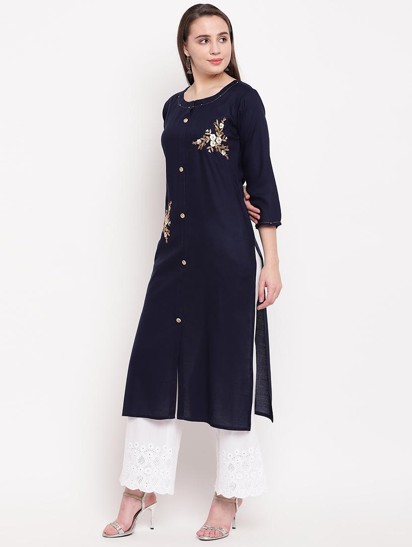 embroidered straight kurta - 16954728 - Zoom Image - 2