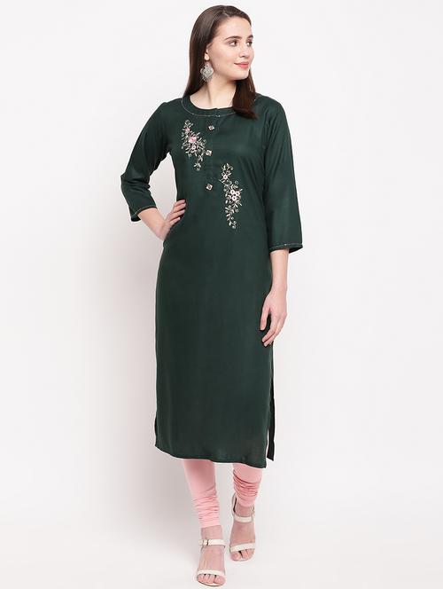embroidered straight kurta - 16954729 - Standard Image - 1