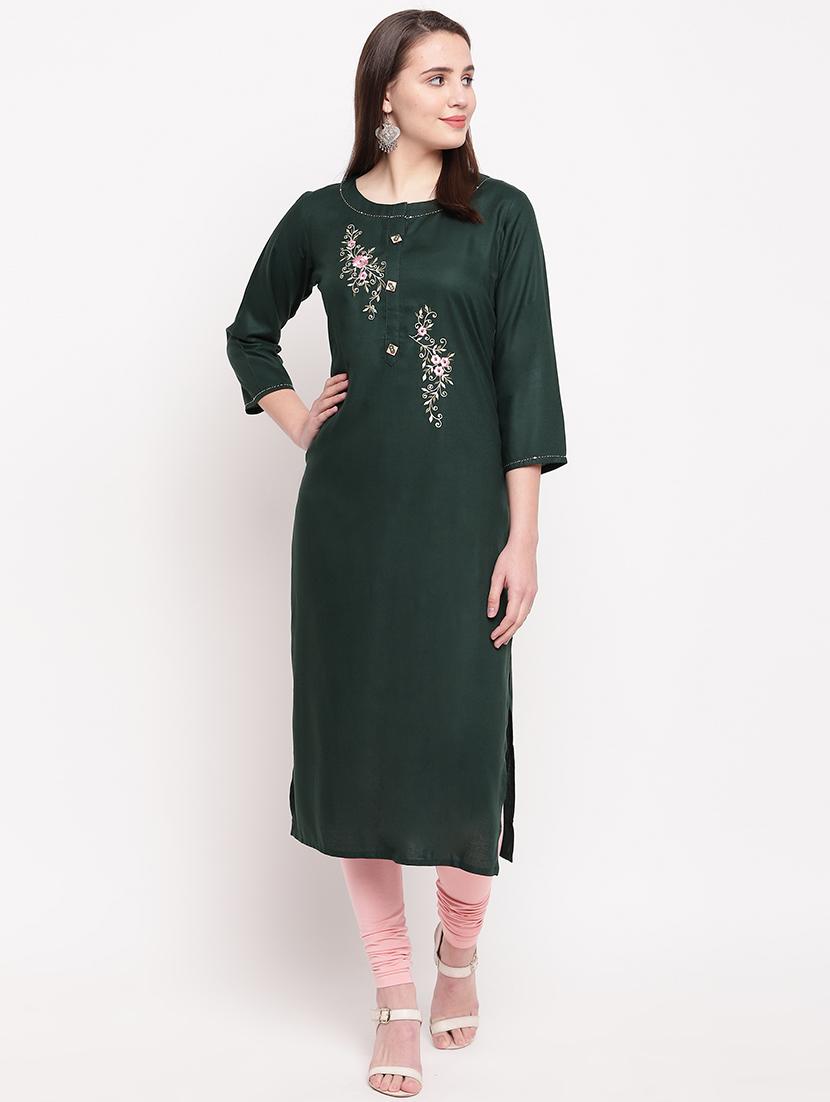 embroidered straight kurta - 16954729 - Zoom Image - 1