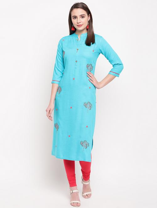 embroidered straight kurta - 16954763 - Standard Image - 1