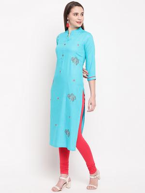 embroidered straight kurta - 16954763 - Standard Image - 2