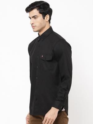 black solid casual shirt - 16954766 - Standard Image - 2