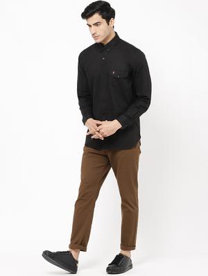 black solid casual shirt - 16954766 - Standard Image - 4