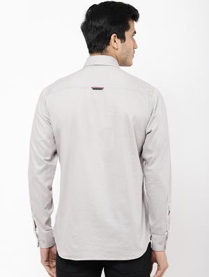 grey solid casual shirt - 16954767 - Standard Image - 3