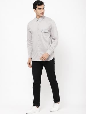 grey solid casual shirt - 16954767 - Standard Image - 4