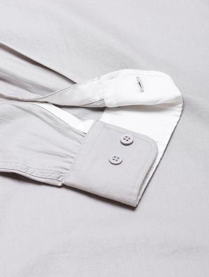 grey solid casual shirt - 16954767 - Standard Image - 6