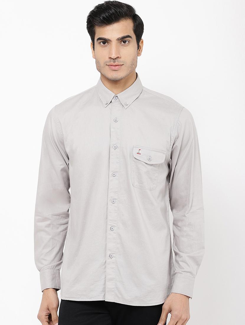 grey solid casual shirt - 16954767 - Zoom Image - 1