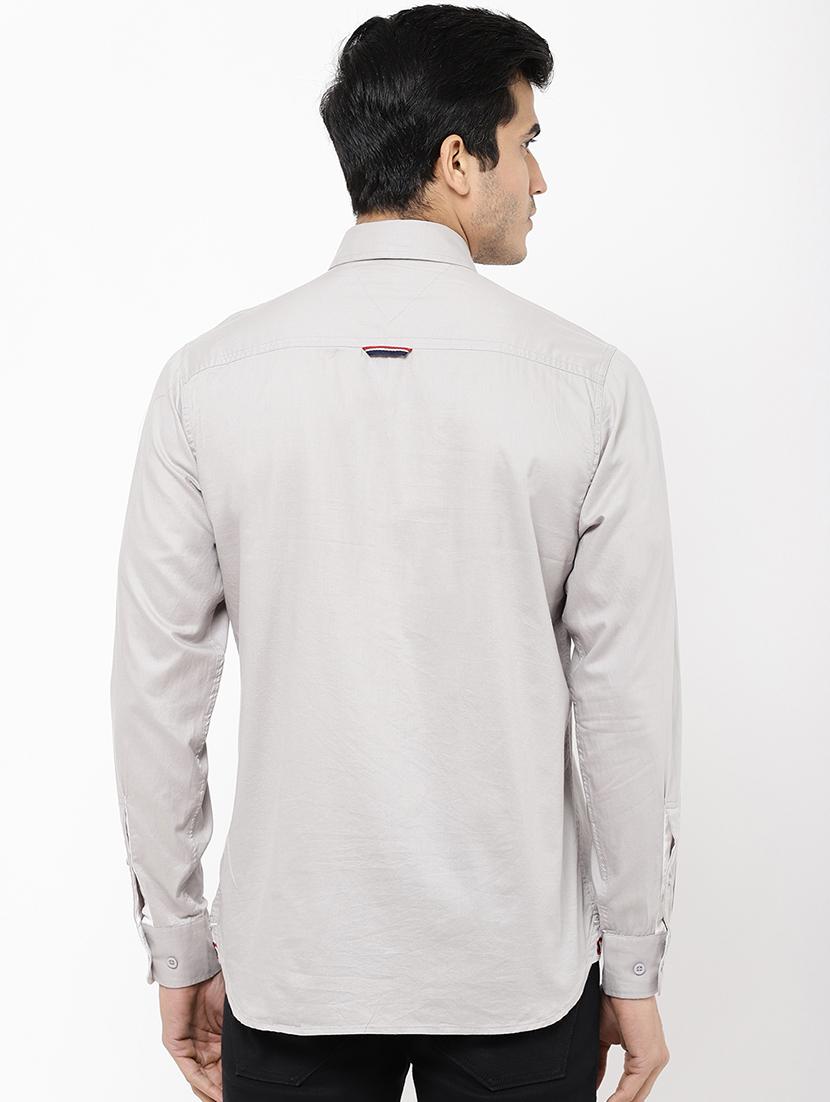 grey solid casual shirt - 16954767 - Zoom Image - 3
