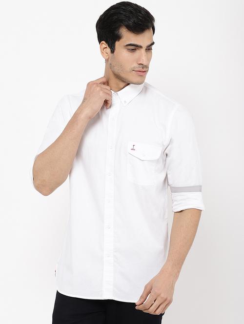 white solid casual shirt - 16954768 - Standard Image - 1