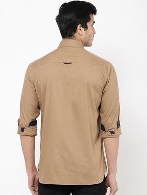 brown solid casual shirt - 16954769 - Standard Image - 3
